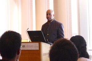 Minister Faust presenting.