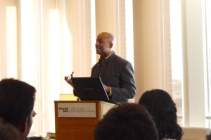 Minister Faust performing his reading.