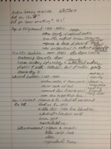 My notes on what my students taught the class.