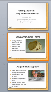 Slides from "Writing the Brain" PowerPoint.