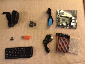 Tinkersphere's Raspberry Pi 2, Model B kit contents.