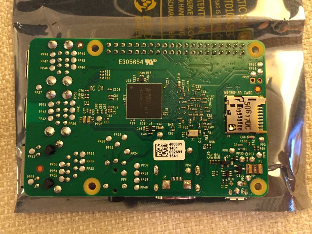 Raspberry Pi 2, Model B, Bottom View.