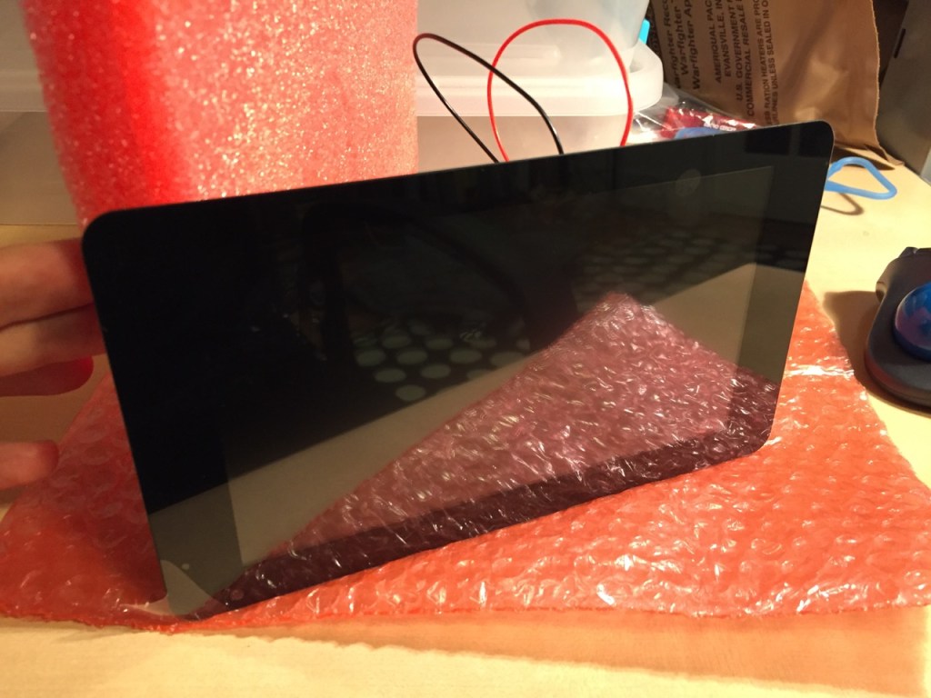 This is the front of the 7" Touchscreen Display with the power leads sticking out from behind.