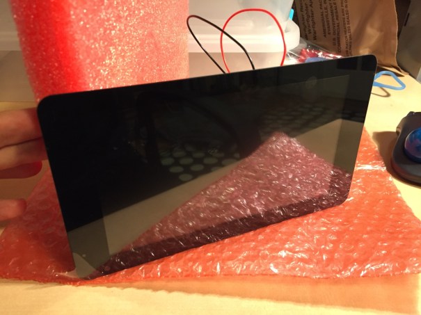 This is the front of the 7" Touchscreen Display with the power leads sticking out from behind.