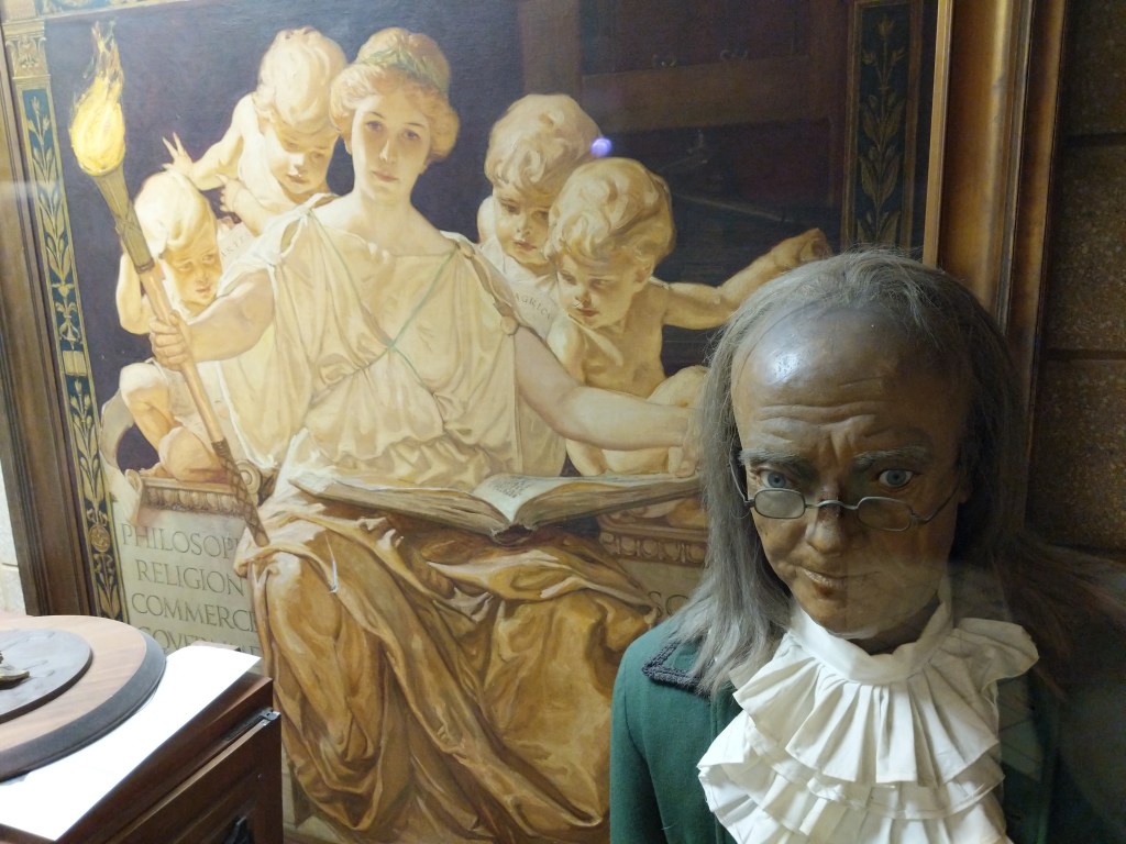 Benjamin Franklin printing press exhibit at City Tech.