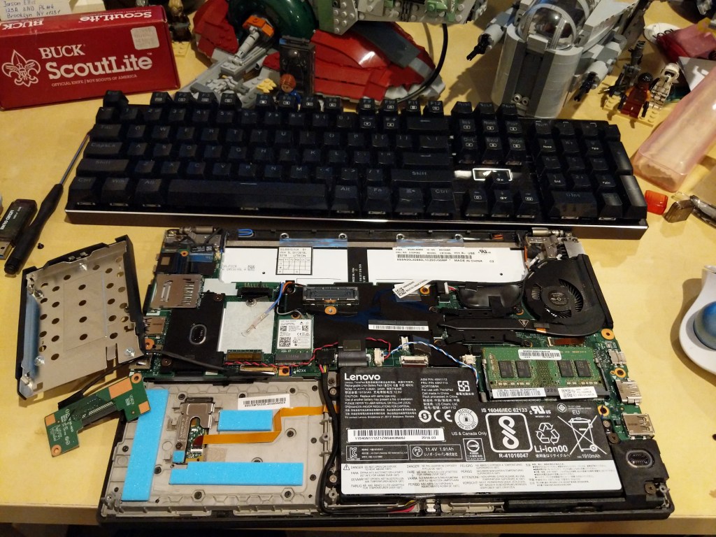 Lenovo Thinkpad X270 disassembled on my desk.
