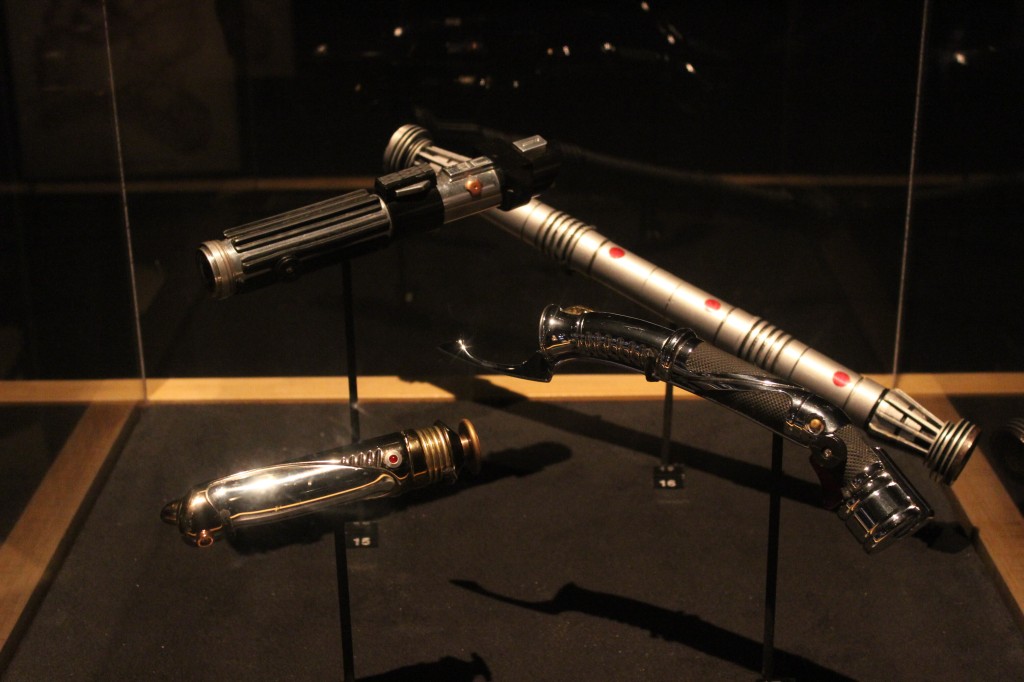 Darth Vader's, Darth Maul's, Count Dooku's, and Emperor Palpatine's Lightsabers