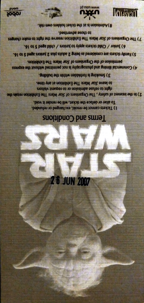 Star Wars the Exhibition ticket back