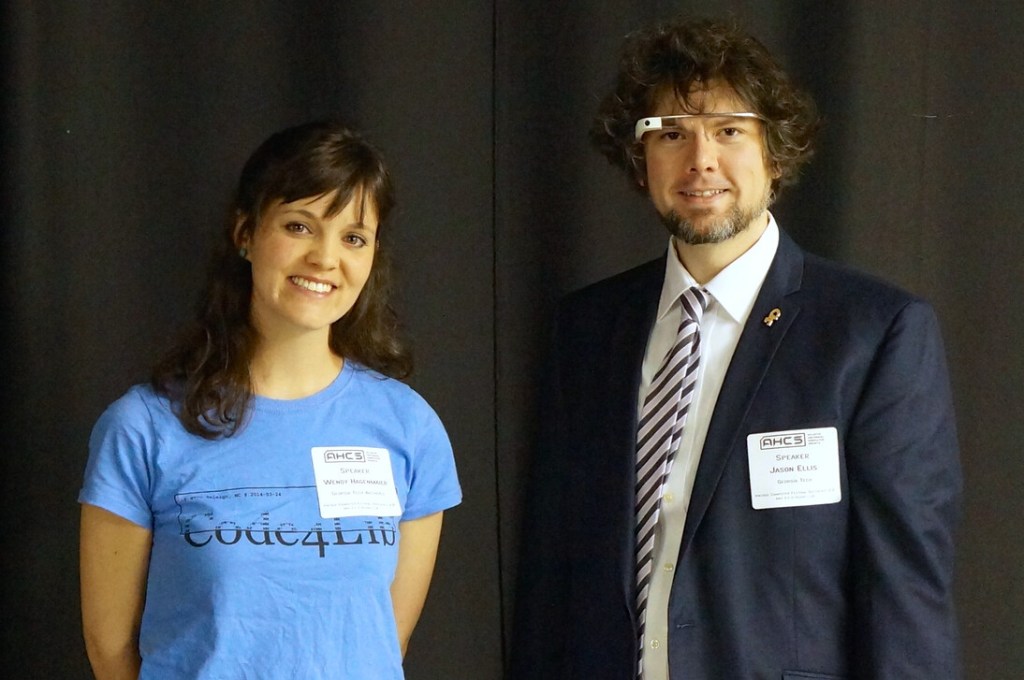 Wendy Hagenmaier and Jason Ellis after the Digital Archivist panel.