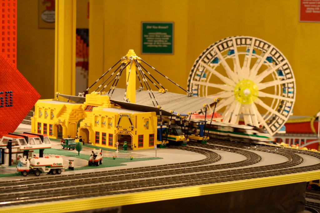 Brick City in Niagara Falls, LEGO sets, custom models, and minifigures on display.