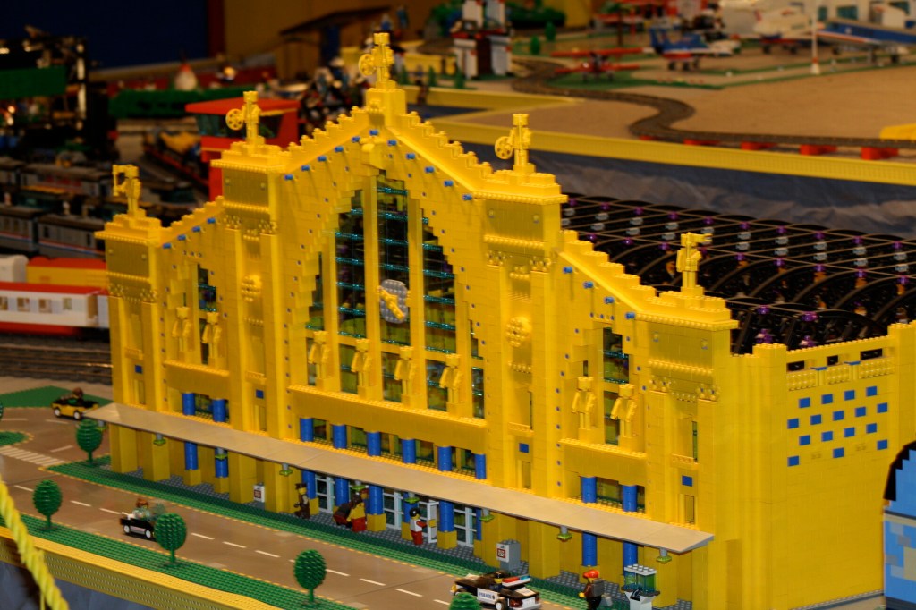 Brick City in Niagara Falls, LEGO sets, custom models, and minifigures on display.