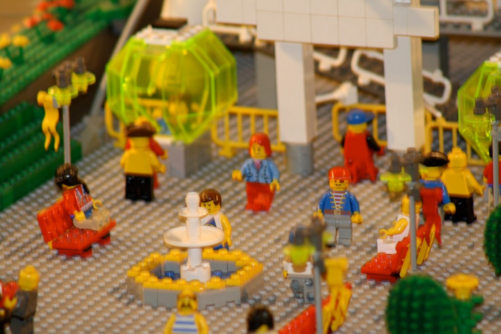Brick City in Niagara Falls, LEGO sets, custom models, and minifigures on display.