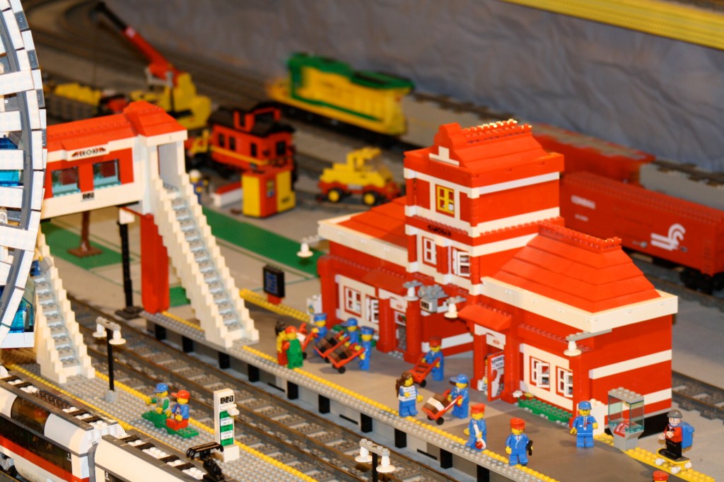 Brick City in Niagara Falls, LEGO sets, custom models, and minifigures on display.