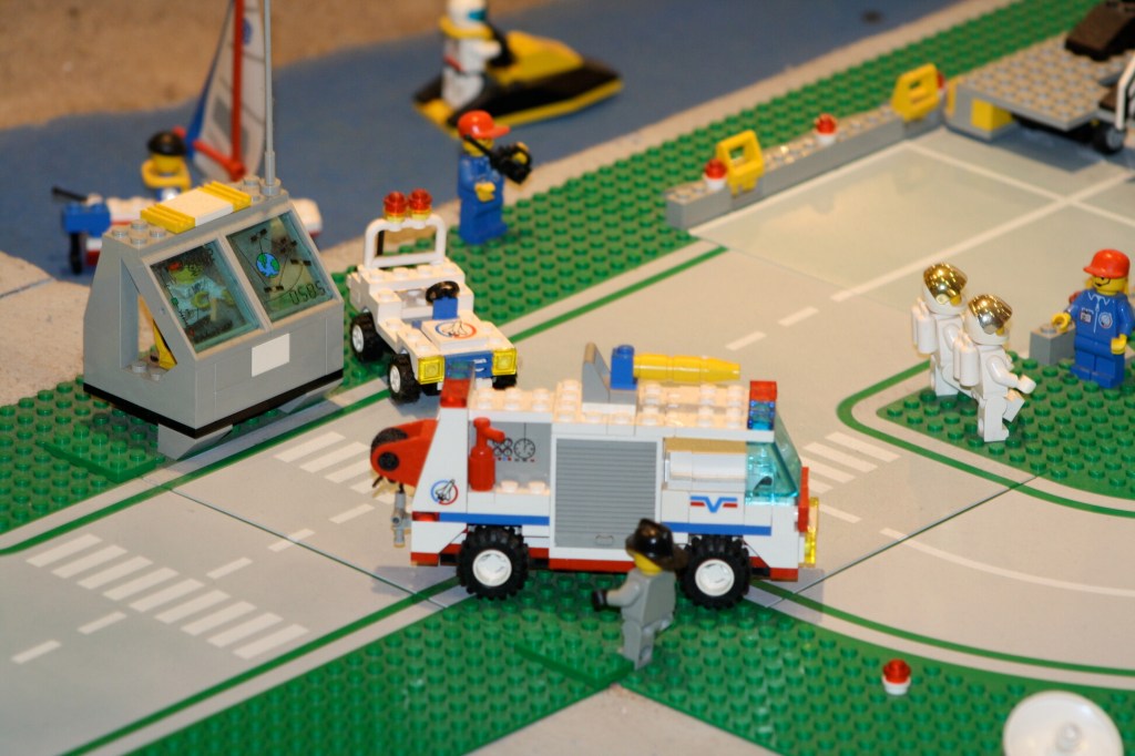 Brick City in Niagara Falls, LEGO sets, custom models, and minifigures on display.