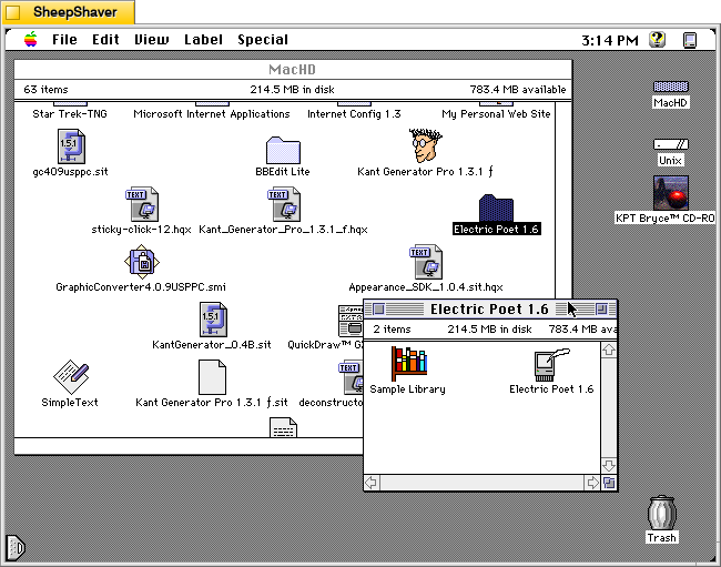 Electric Poet 1.6 for Macintosh, Icon Group