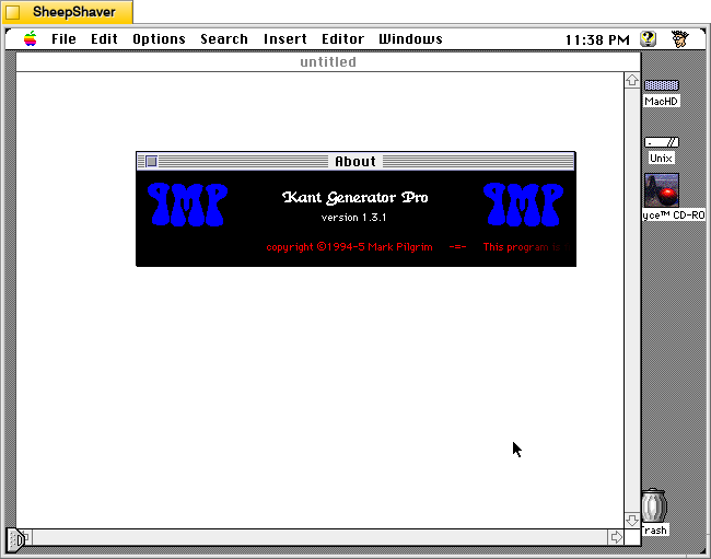 Kant Generator Pro for Macintosh, About window