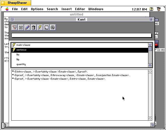 Kant Generator Pro for Macintosh, Editor window