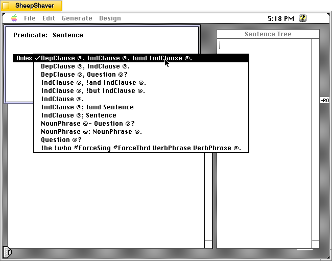 MacProse for Macintosh, Design window options.