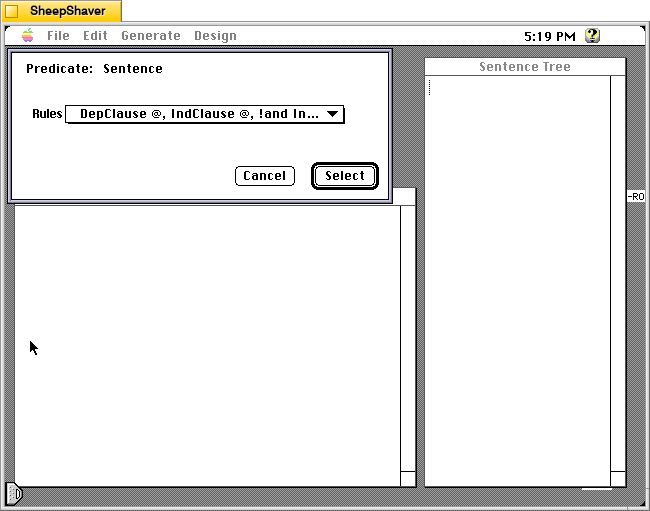 MacProse for Macintosh, Design window.