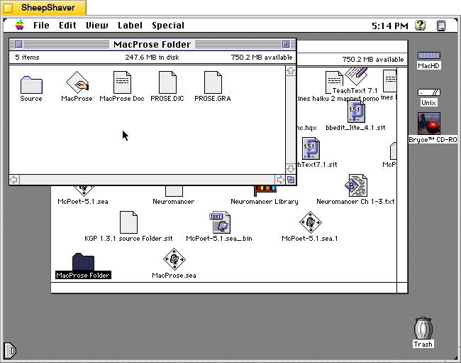 MacProse for Macintosh, MacProse Folder