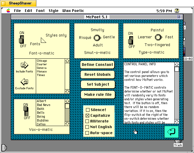 McPoet 5.1 for Macintosh, 