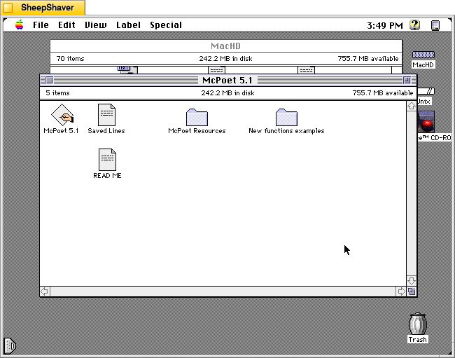 McPoet 5.1 for Macintosh, program group