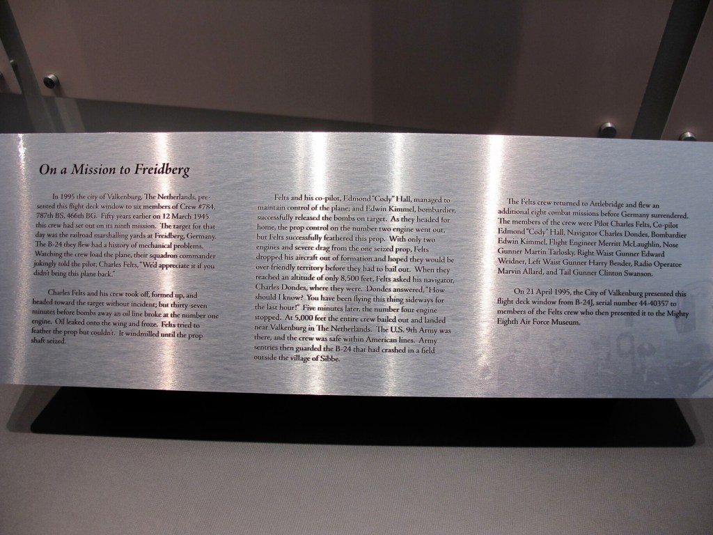 Mighty Eighth Air Force Museum in Savannah, GA, Consolidated B-24 Liberator recovered window story