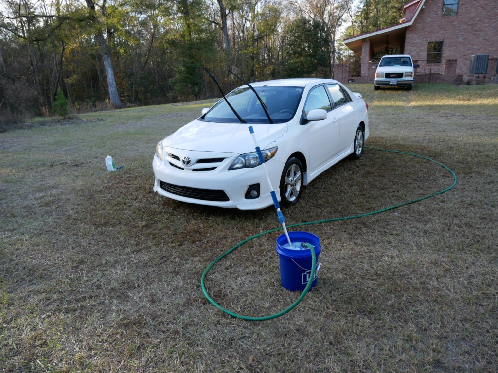Washing the 2013 Toyota Corolla.