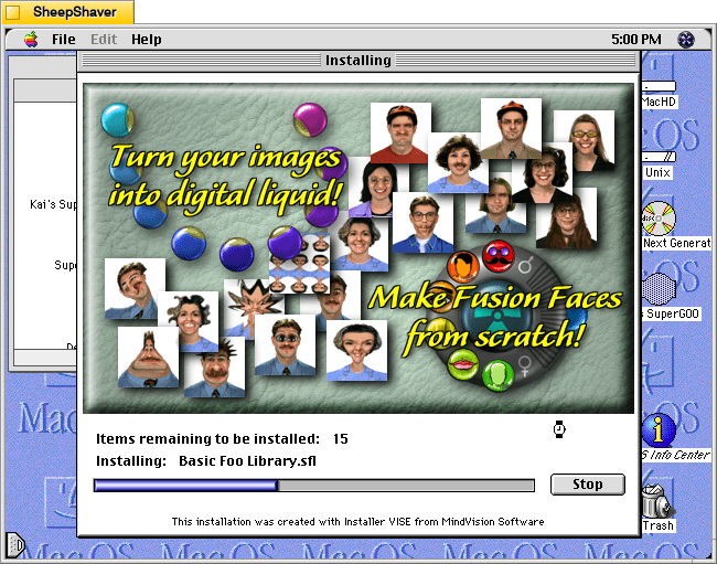 Kai's SuperGOO 1.0 installer progress window on MacOS 8.1.