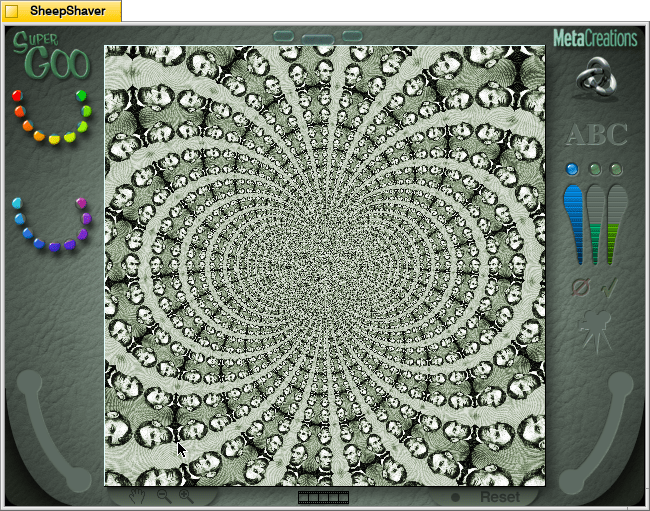 Kai's SuperGOO 1.0 GOO Room demonstrating the Vortex video effect on MacOS 8.1.