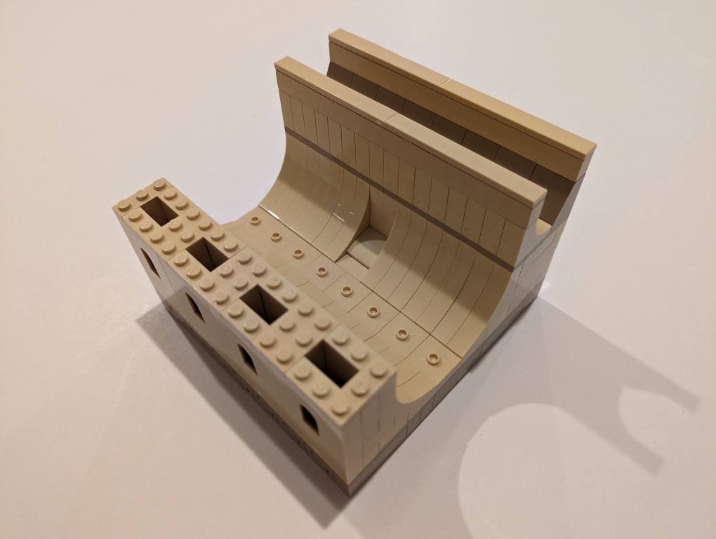 DIY LEGO Display Stand for holding two heavy objects on a desk, 3/4 view