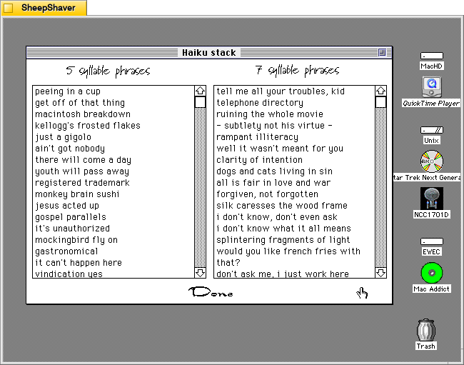 HAIKU 0.2 Hypercard Stack – Dynamic Subspace
