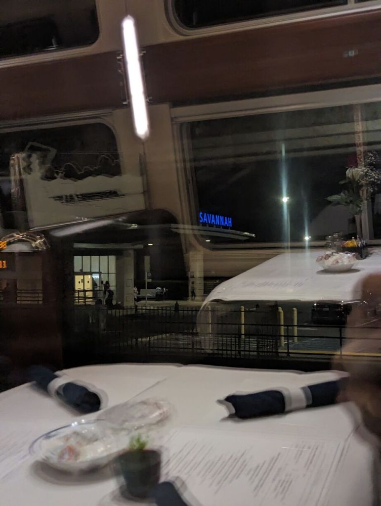 Savannah Amtrak Station entrance as seen from train when leaving