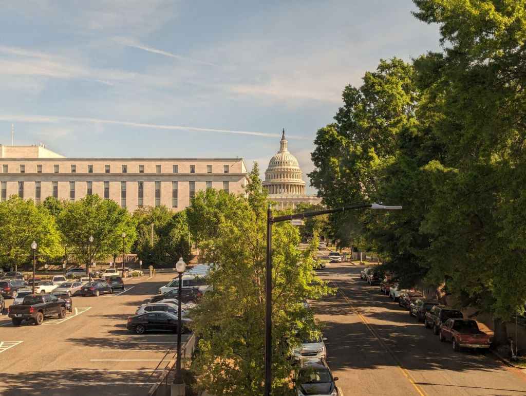 Capital Building seen from Amtrak passenger train