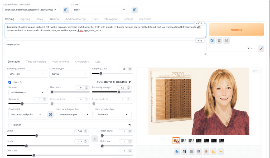 Automatic1111's stable-diffusion-webui image generating area