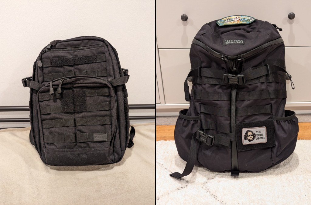 5.11 Rush 12 2.0 backpack and Mystery Ranch 2-Day L/XL Backpack