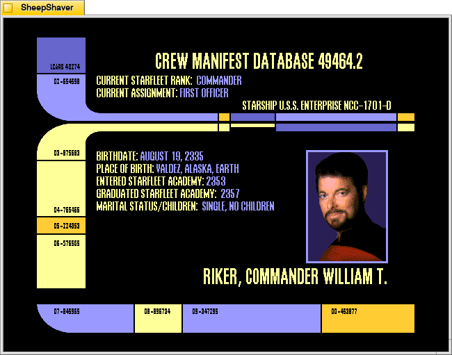 After Dark - Star Trek: The Next Generation screensaver, Personnel Files.