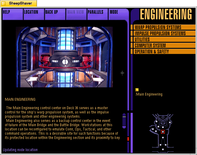 Star Trek: The Next Generation Interactive Technical Manual, Engineering warp core screen.