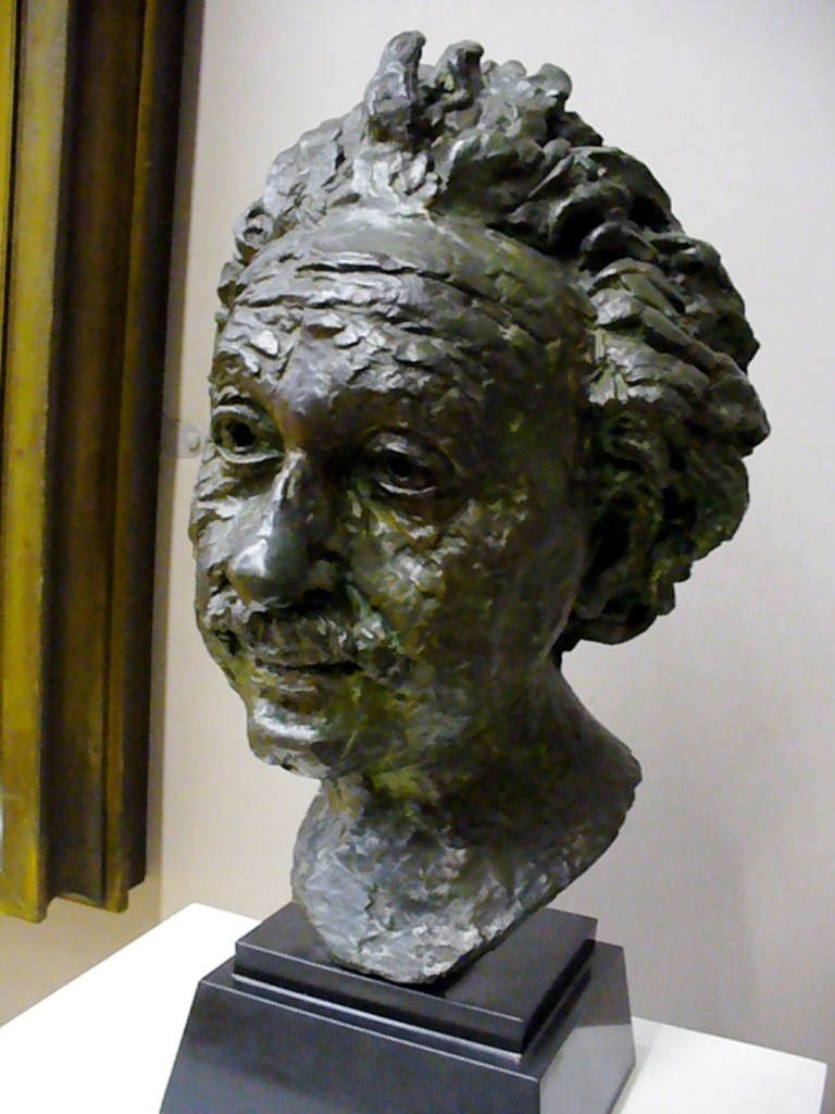 sculpture of albert einstein's head