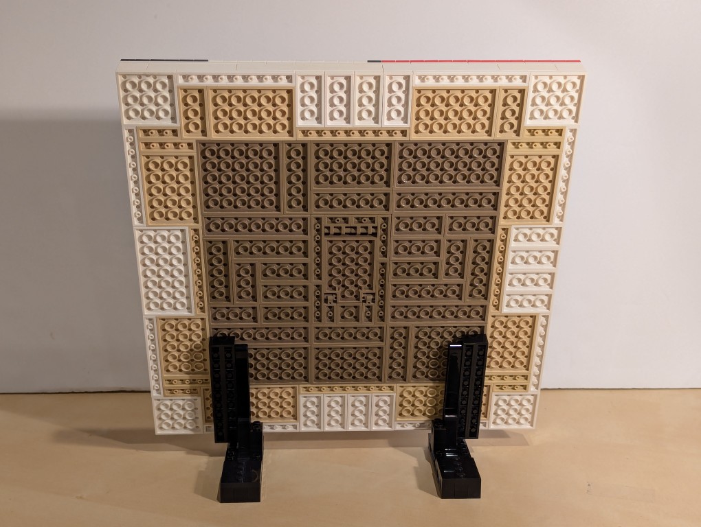 Back view of completed LEGO Mondrian painting