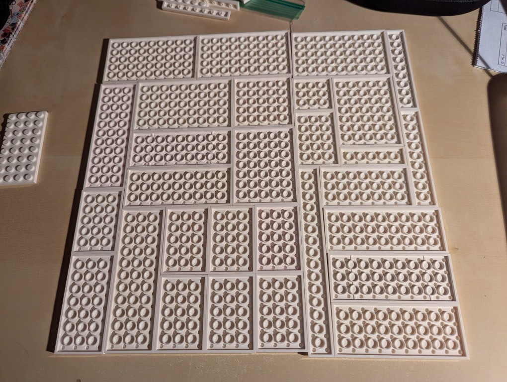 LEGO white plates in a 32x32 layout turned upside down