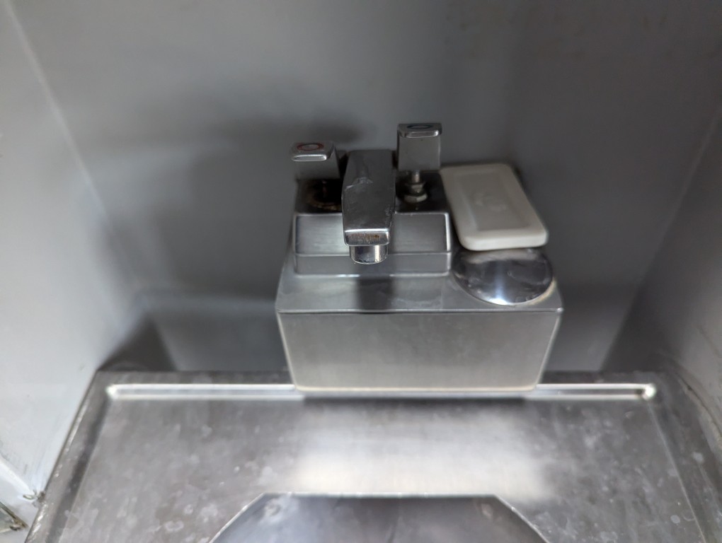 amtrak roomette sink with push-button faucet