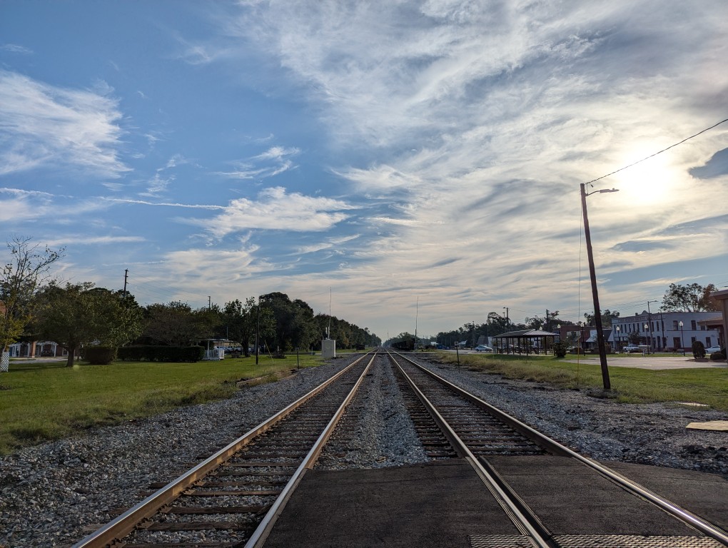 railroad tracks extending to the horizon