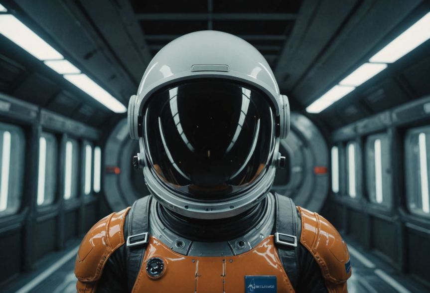 a faceless cybernaut wearing a spacesuit prepares to explore cyberspace. image created with Stable Diffusion.