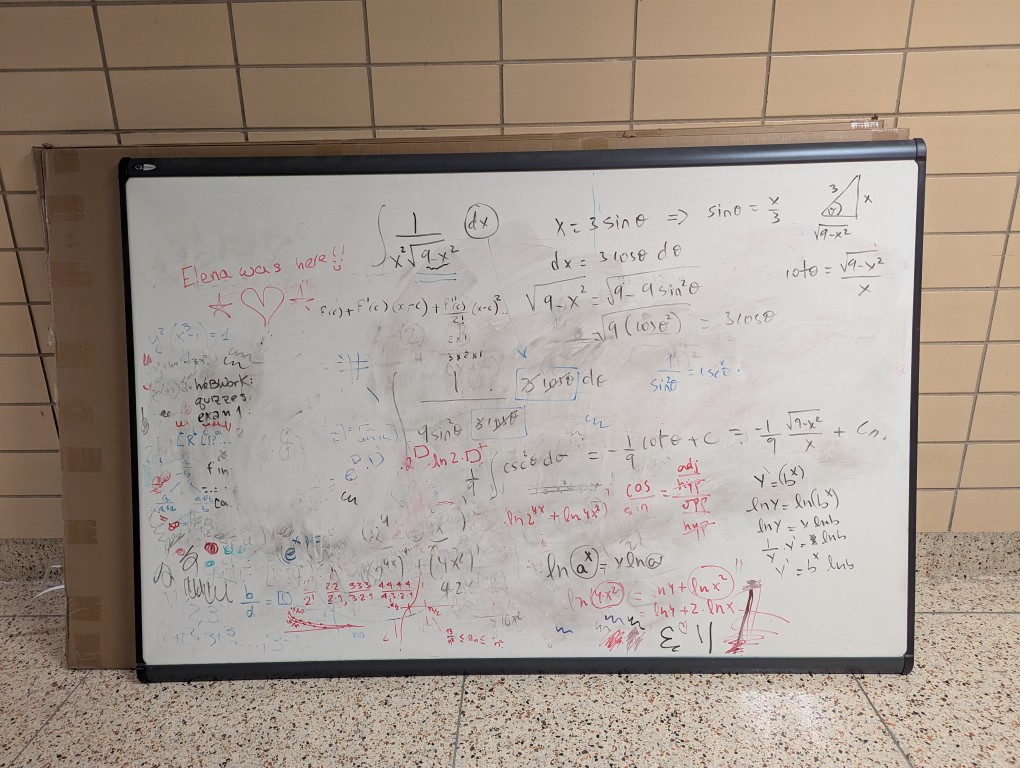 messy written whiteboard