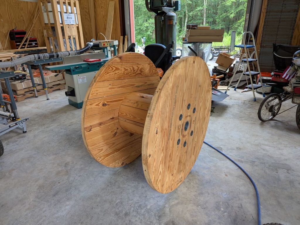 48" wood spool for holding electrical wire