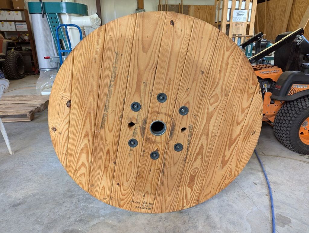 top surface of round wood spool