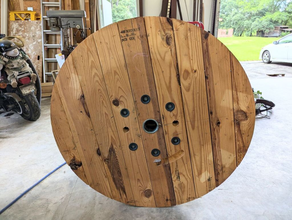 bottom surface of wood spool