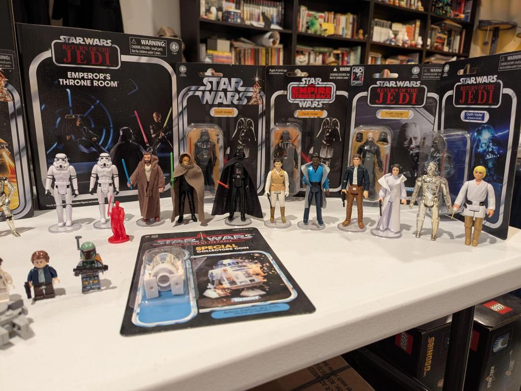 star wars action figure collection of assorted figures, vehicles, playsets, and models